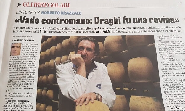 La Verità 20/2/2021 intervista a Roberto Brazzale