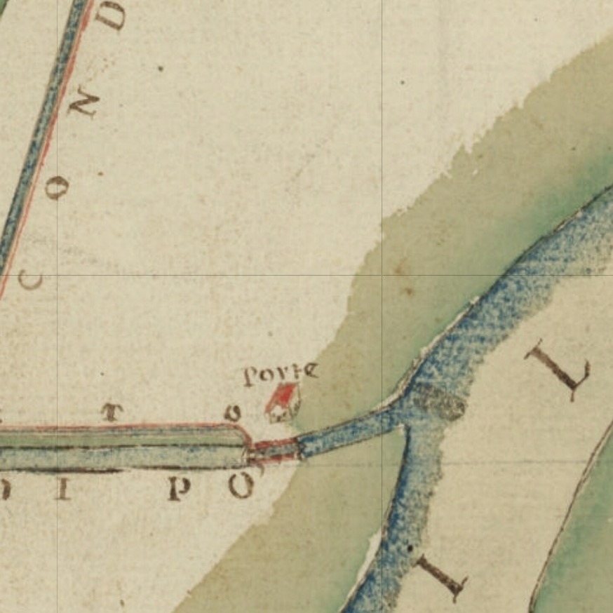 Particolare di una mappa di fine seicento che evidenzia l'esistenza all'epoca dell'edificio attuale