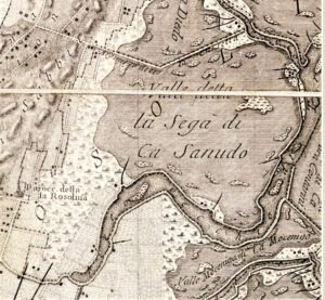 Particolare Mappa visibile la Parrocchia di Rosolina anno 1786. (Foto Archivio)