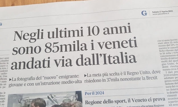 In dieci anni 85.000 veneti hanno lasciato la nostra Terra Veneta