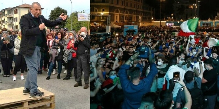 Quaranta multe, zero multe. Dàgli al pensiero libero, gli assembramenti non sono uguali per tutti…