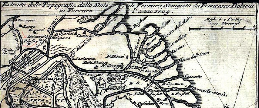 Estratto dalla topografia dello Stato di Ferrara”, 1709 (foto web)