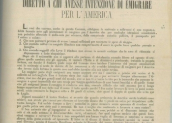 1877, manifesto del sindaco di Longare (Vi): “Diretto a chi avesse intenzione di emigrare per l’America”
