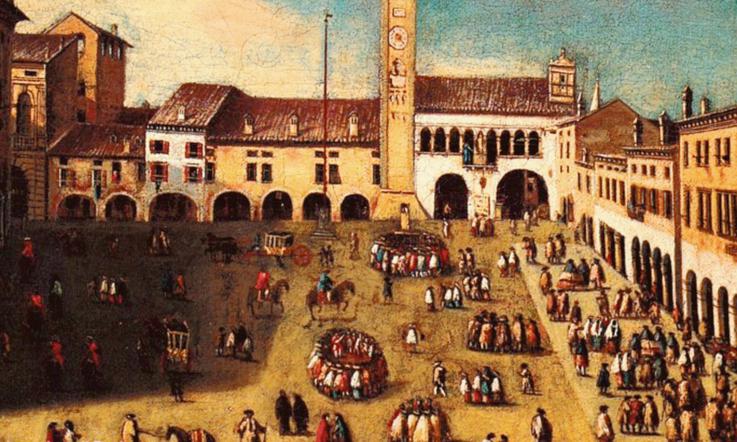 Attuale Piazza vittorio emanuele (ex Grande) a rovigo in un dipinto antecedente il 1797