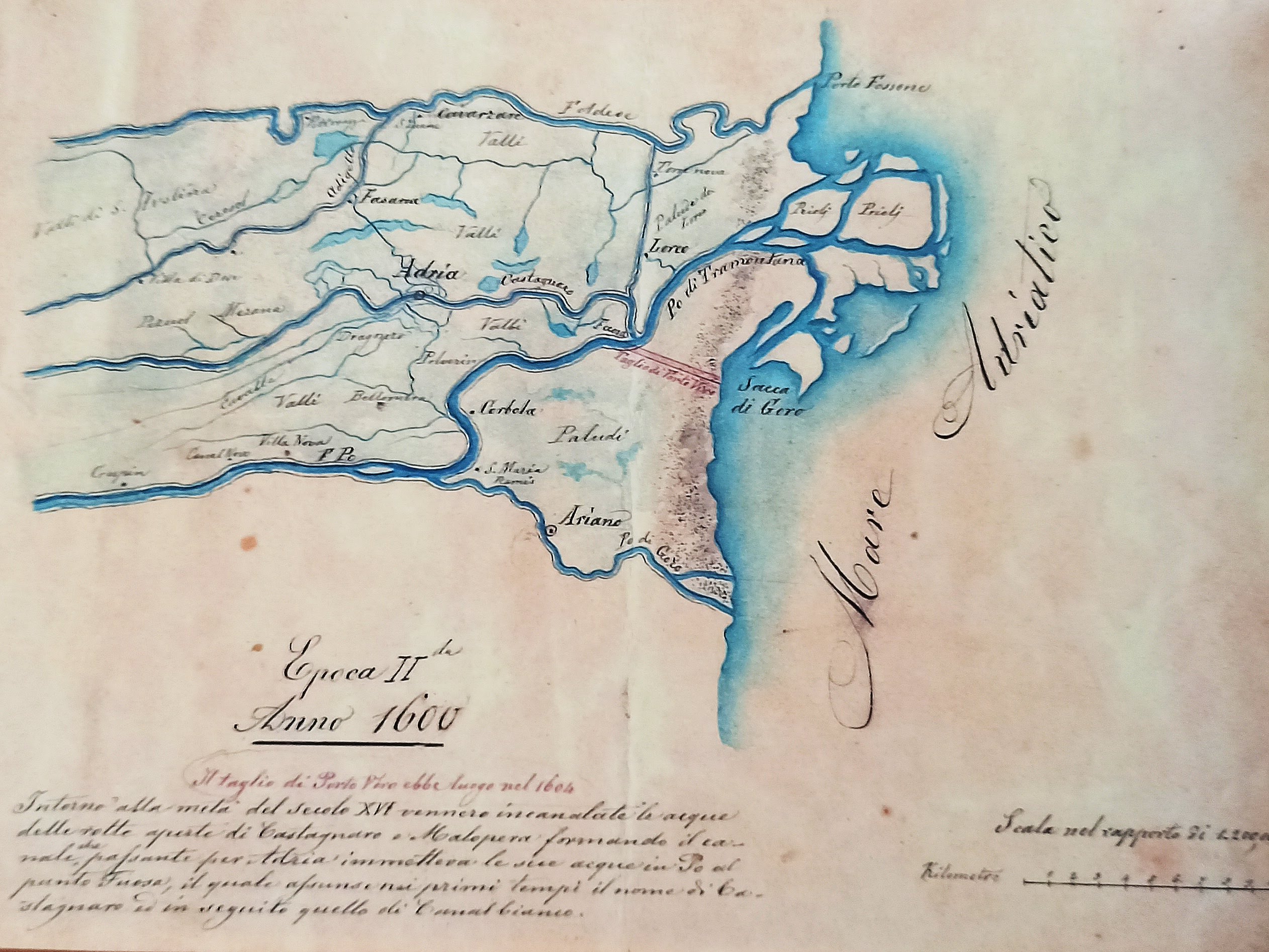 Mappa raffigurante il Taglio di Porto Viro