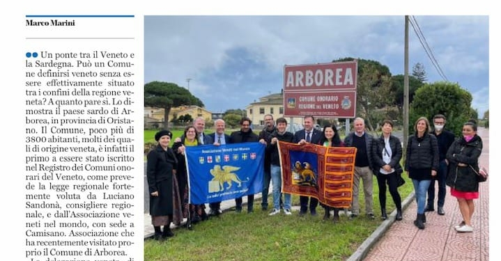 Arborea è il primo comune onorario del Veneto