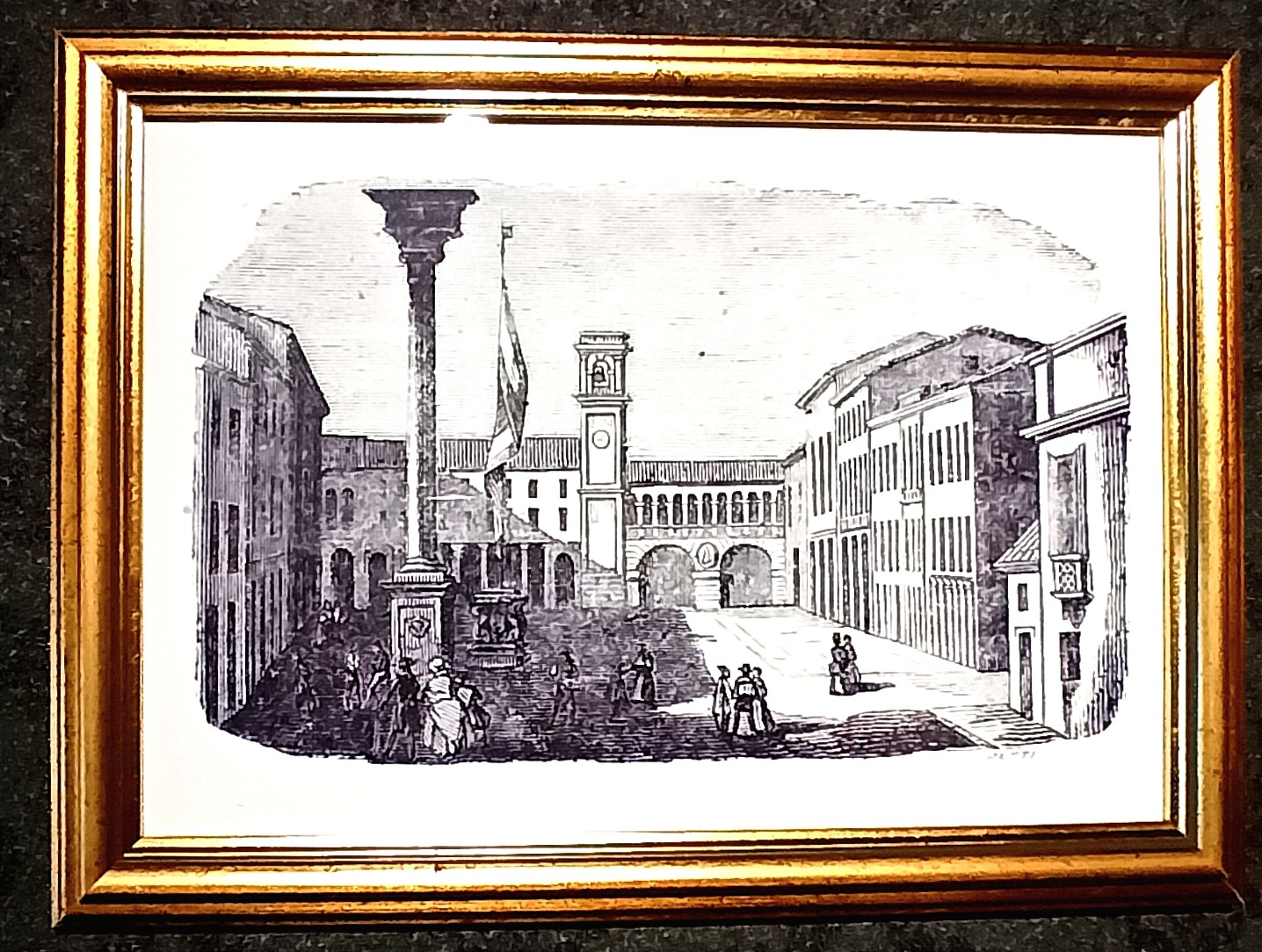 Stampa ottocentesca raffigurante una Rovigo Austriaca (foto autore)