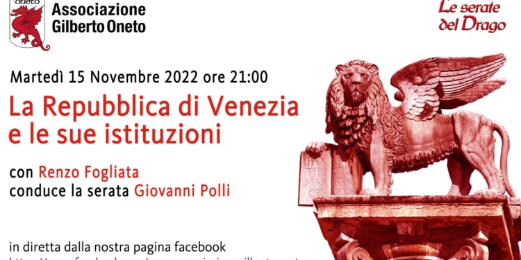 Renzo Fogliata in diretta martedì 15 novembre: le istituzioni della Repubblica Veneta