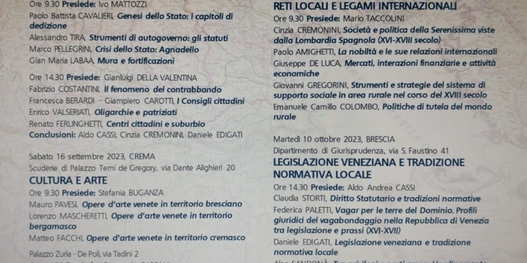 Bergamo, Brescia e Crema nella Lombardia veneziana, convegno a Crema sabato 16 settembre
