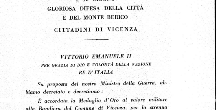 Vicenza, quella medaglia data da Vittorio Emanuele II quando la città non faceva ancora parte del Regno d’Italia