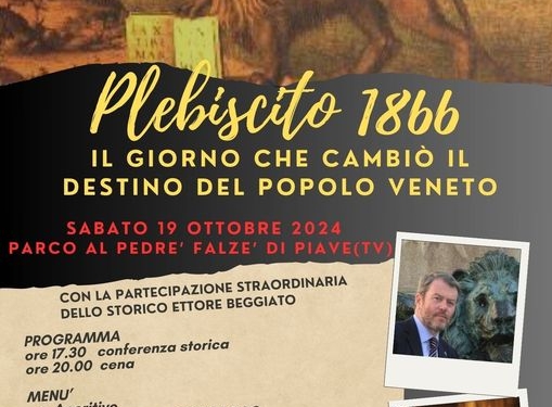 Plebiscito truffa 1866, conferenza storica con Beggiato sabato 19 a Falzè di Piave