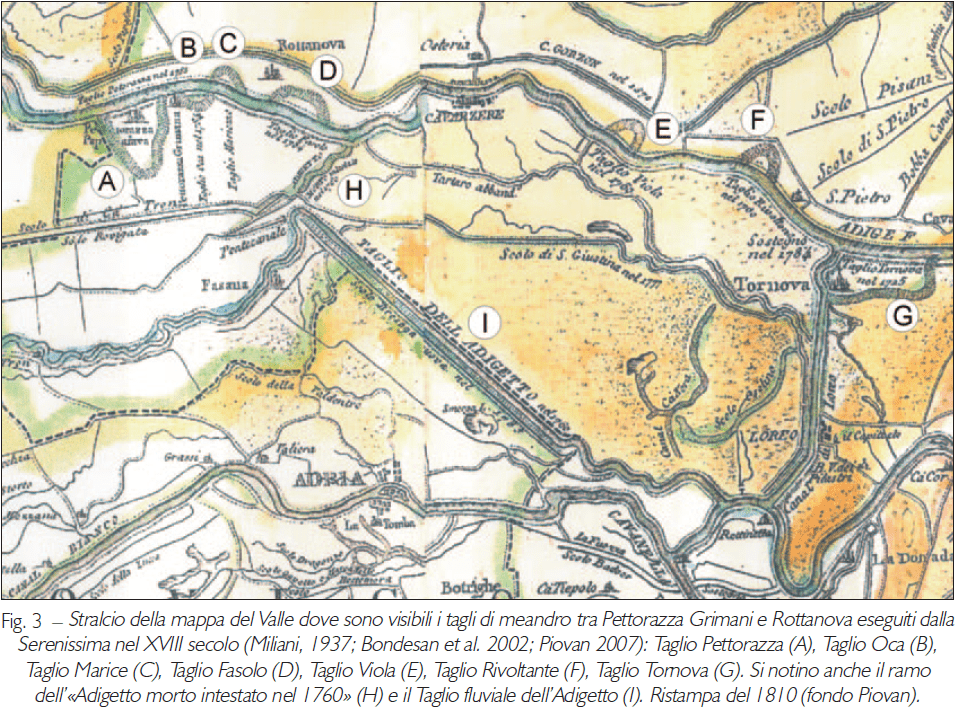 Immagine della Mappa del Valle (1801) tratta dal un lavoro di Silvia Piovan Università di Padova anno 2012