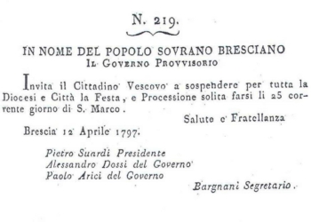Brescia, aprile 1797, viene sospesa la Festa di San Marco