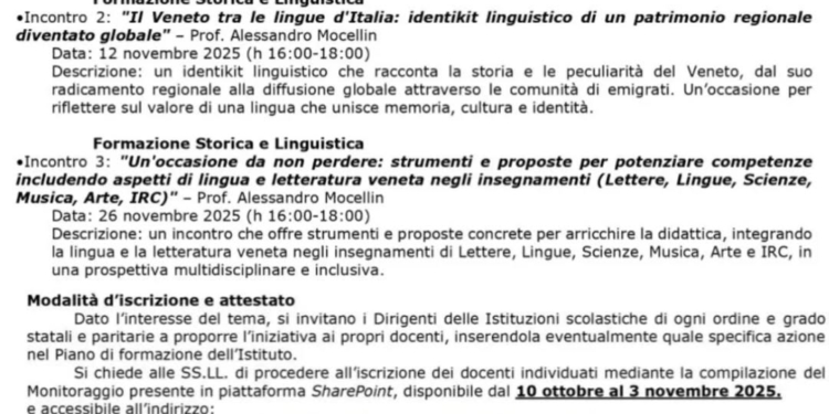 La lingua veneta nel corso annuale di formazione per docenti