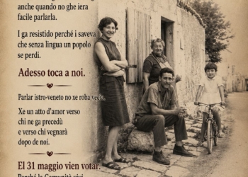 No mancar, Vien votar! Se vota a Torre, in Istria, e anca i manifesti parla veneto