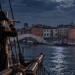 Navi inglesi nel 1809 davanti a Chioggia con il Ponte di Vigo e il faro acceso