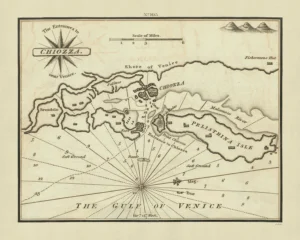 Carta nautica inglese di Chioggia del 1802 con gli accessi alla laguna