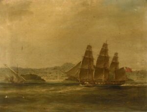 HMS Mercury della Royal Navy durante le operazioni nell’Adriatico nel 1809